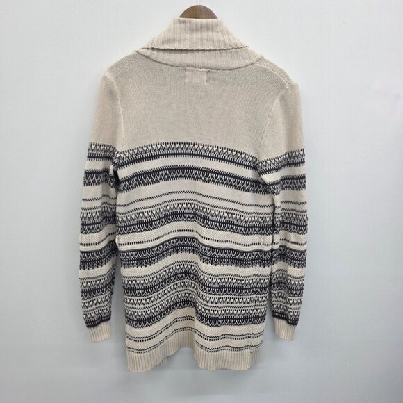 Olive +‎ Oak Beige Black Striped Open Front Cardigan Sweater S Long Sleeve Knit - Picture 4 of 14